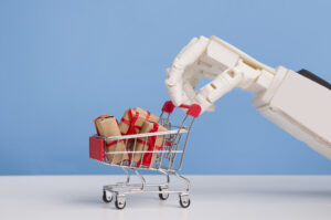 Robot hand with shopping cart